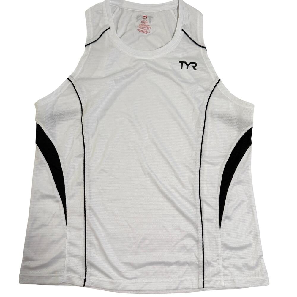 TYR Competitor Womens Sleeveless Athletic Tank Top - White Black - Size XL